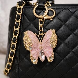 Pink and Gold Butterfly Keychain